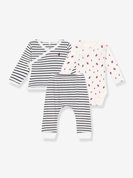 Conjunto de 3 peças, para bebé, da Petit Bateau riscas azuis 