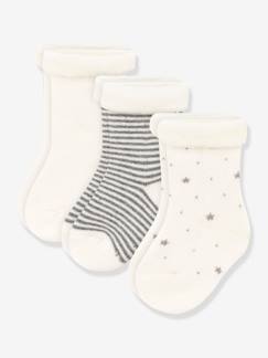 Bebé 0-36 meses-Meias, collants-Lote de 3 pares de meias em tricot, para bebé, da Petit Bateau