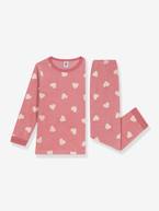 Pijama coração, de mangas compridas, para criança, da Petit Bateau pau-rosa 