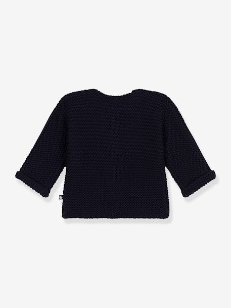 Casaco de bebé, tricot ponto de liga em algodão bio, da Petit Bateau azul 