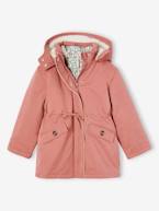 Parka 3 em 1 + colete, para menina azul-índigo+rosa-velho 