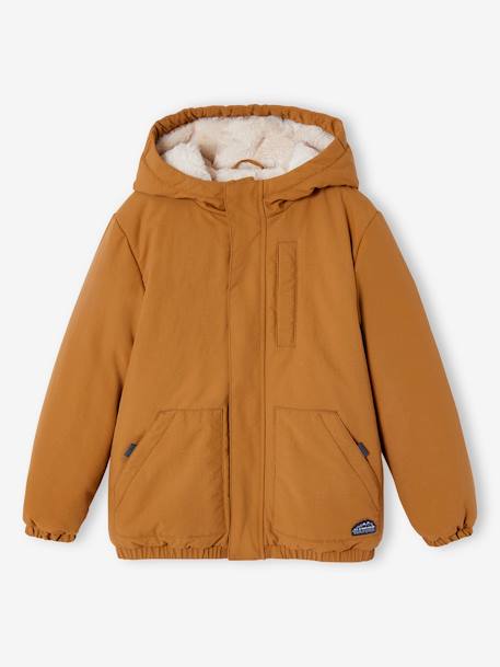 Parka Ripstop, forro em imitação pelo, para menino bronze 