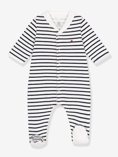 Pijama em tubique, da Petit Bateau riscas marinho 