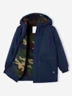 Parka com capuz, forro em sherpa com estampado camuflagem, para menino azul-noite 