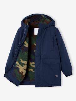 Menino 2-14 anos-Casacos, blusões-Parkas, Sobretudos-Parka com capuz, forro em sherpa com estampado camuflagem, para menino