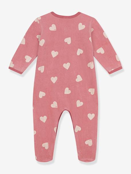 Pijama em veludo, estampado com corações, para bebé, da Petit Bateau estampado rosa 