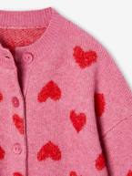 Casaco em jacquard aos corações, para menina rosa-velho 