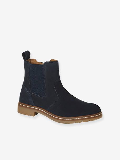 Botas Chelsea em pele, para menino marinho 