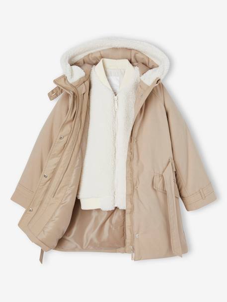 Parka com capuz, 3 em 1, para menina toupeira 