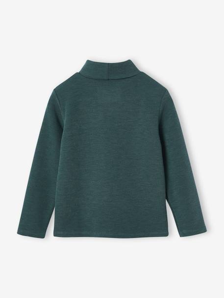 Camisola de gola alta, em malha fantasia, para menina cru+verde-esmeralda 