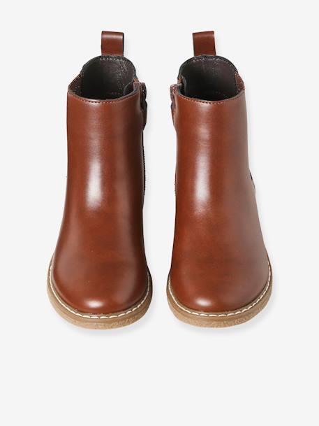 Botas com elástico e fecho, para menina, coleção autonomia azul+castanho 