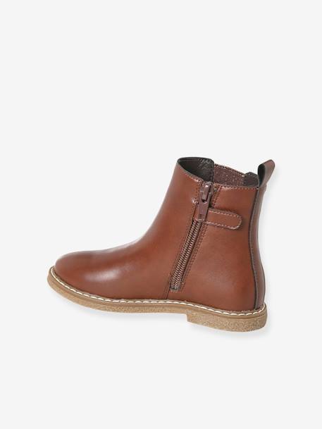 Botas com elástico e fecho, para menina, coleção autonomia azul+castanho 