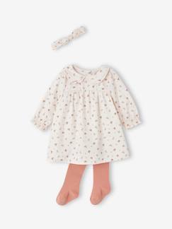 Bebé 0-36 meses-Conjunto de 3 peças, vestido + collants + fita de cabelo, para bebé