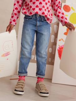 Menina 2-14 anos-Jeans Mom fit, bolsos em forma de coração atrás, para menina