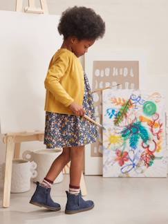 Conjunto casaco e vestido estampado às flores, para menina