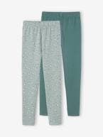 Lote de 2 leggings Basics, para menina antracite+cru+verde-esmeralda 