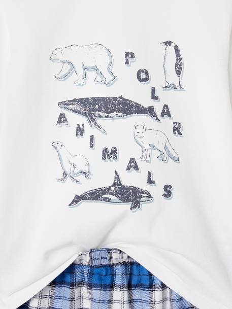 Pijama animais polares, em flanela, para menino azul 