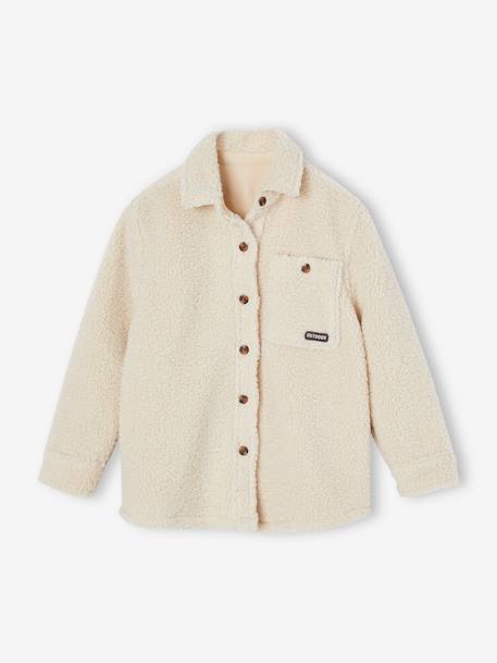 Camisa em sherpa, para menino cru 