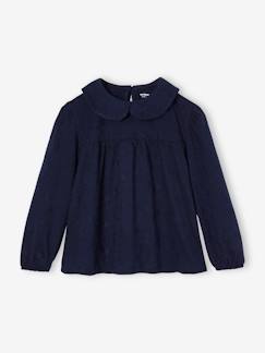 Menina 2-14 anos-Blusa com bordado inglês, para menina