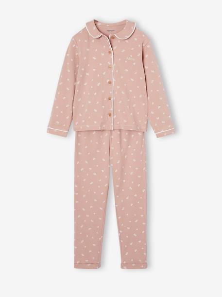 Pijama estampado com gola Claudine, para menina, personalizável rosa-pálido 