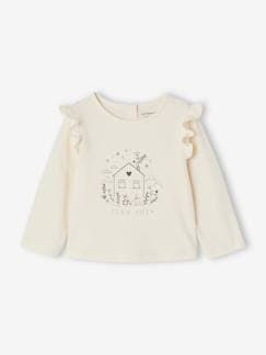 Bebé 0-36 meses-T-shirts-T-shirts-Camisola com folhos, estampada, para bebé