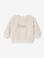 Sweat-shirt com bordado Love, em sherpa, para bebé cru 