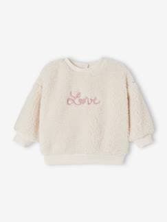 Bebé 0-36 meses-Sweat-shirt com bordado Love, em sherpa, para bebé