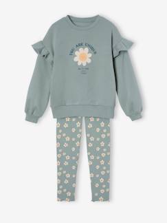 Menina 2-14 anos-Calças -Conjunto sweat com folhos e leggings, para menina