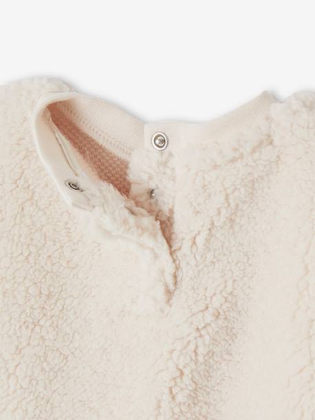 Sweat-shirt com bordado Love, em sherpa, para bebé cru 