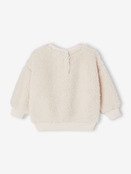 Sweat-shirt com bordado Love, em sherpa, para bebé cru 