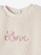 Sweat-shirt com bordado Love, em sherpa, para bebé cru 