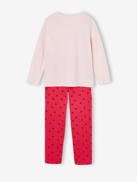 Pijama BASICS, inscrição 'Club des rêveuses' com glitter, para menina rosa-framboesa 