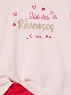 Pijama BASICS, inscrição 'Club des rêveuses' com glitter, para menina rosa-framboesa 