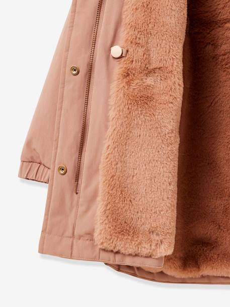 Parka da CYRILLUS, com forro em imitação pelo, para menina marinho+rosa 