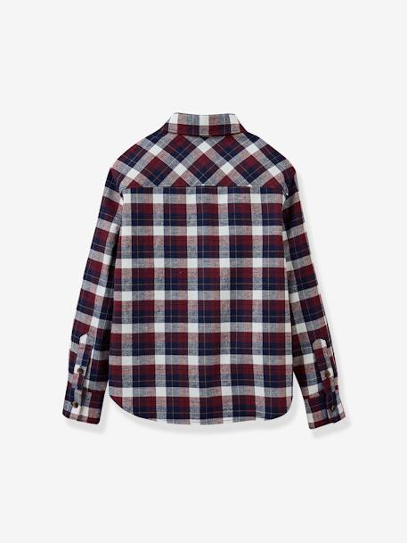 Camisa CYRILLUS, em flanela de algodão, para menino bordeaux 