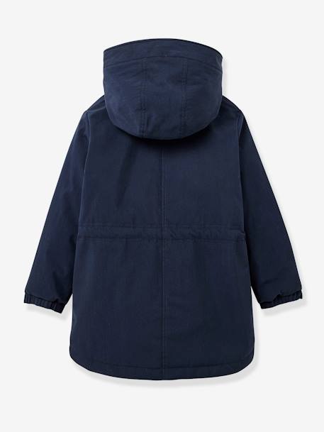 Parka da CYRILLUS, com forro em imitação pelo, para menina marinho+rosa 