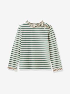 Menina 2-14 anos-T-shirts-Camisola estilo marinheiro em tecido Liberty, para menina - algodão bio, da CYRILLUS