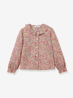 Menina 2-14 anos-Blusas, camisas-Camisa com gola plissada, para menina, tecido Liberty®, da CYRILLUS