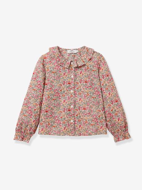 Camisa com gola plissada, para menina, tecido Liberty®, da CYRILLUS rosa 