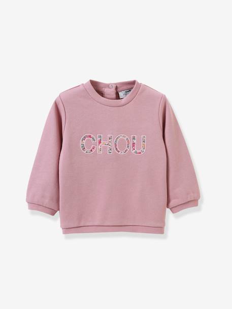 Sweat da CYRILLUS, com mensagem em tecido Liberty®, para bebé rosa 