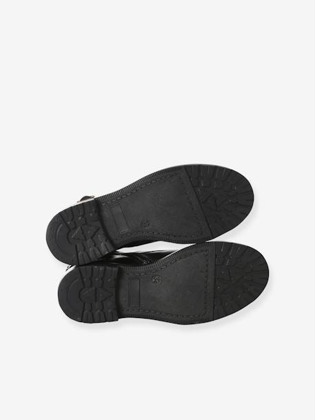 Botas Gavroche, em pele, para menina castanho+preto 