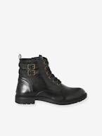 Botas Gavroche, em pele, para menina castanho+preto 