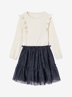 Menina 2-14 anos-Saias-Conjunto com camisola com folhos e saia em tule, para menina