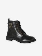 Botas Gavroche, em pele, para menina castanho+preto 