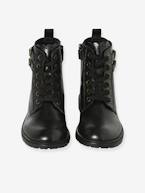 Botas Gavroche, em pele, para menina castanho+preto 