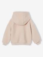 Sweat com capuz, em sherpa, para menina cru+malva 