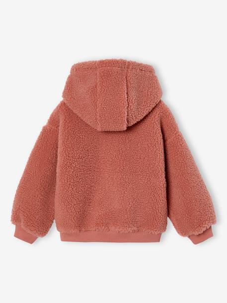 Sweat com capuz, em sherpa, para menina cru+malva 