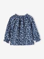 Blusa às flores, em gaze de algodão, para bebé menina azul-ganga 