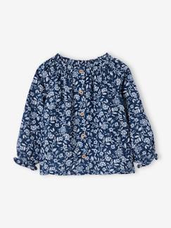 Bebé 0-36 meses-Blusas, camisas-Blusa às flores, em gaze de algodão, para bebé menina