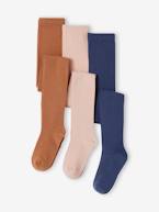 Lote de 3 pares de collants, para menina ameixa+AZUL ESCURO BICOLOR/MULTICOLOR+CINZENTO MEDIO BICOLOT/MULTICO+cru+mostarda+pau-rosa+rosado 